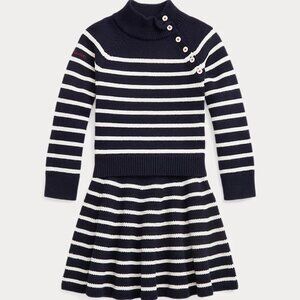 Polo Ralph Lauren Gorgeous Striped Cotton Sweater & Skirt Set NWT Exceptional!